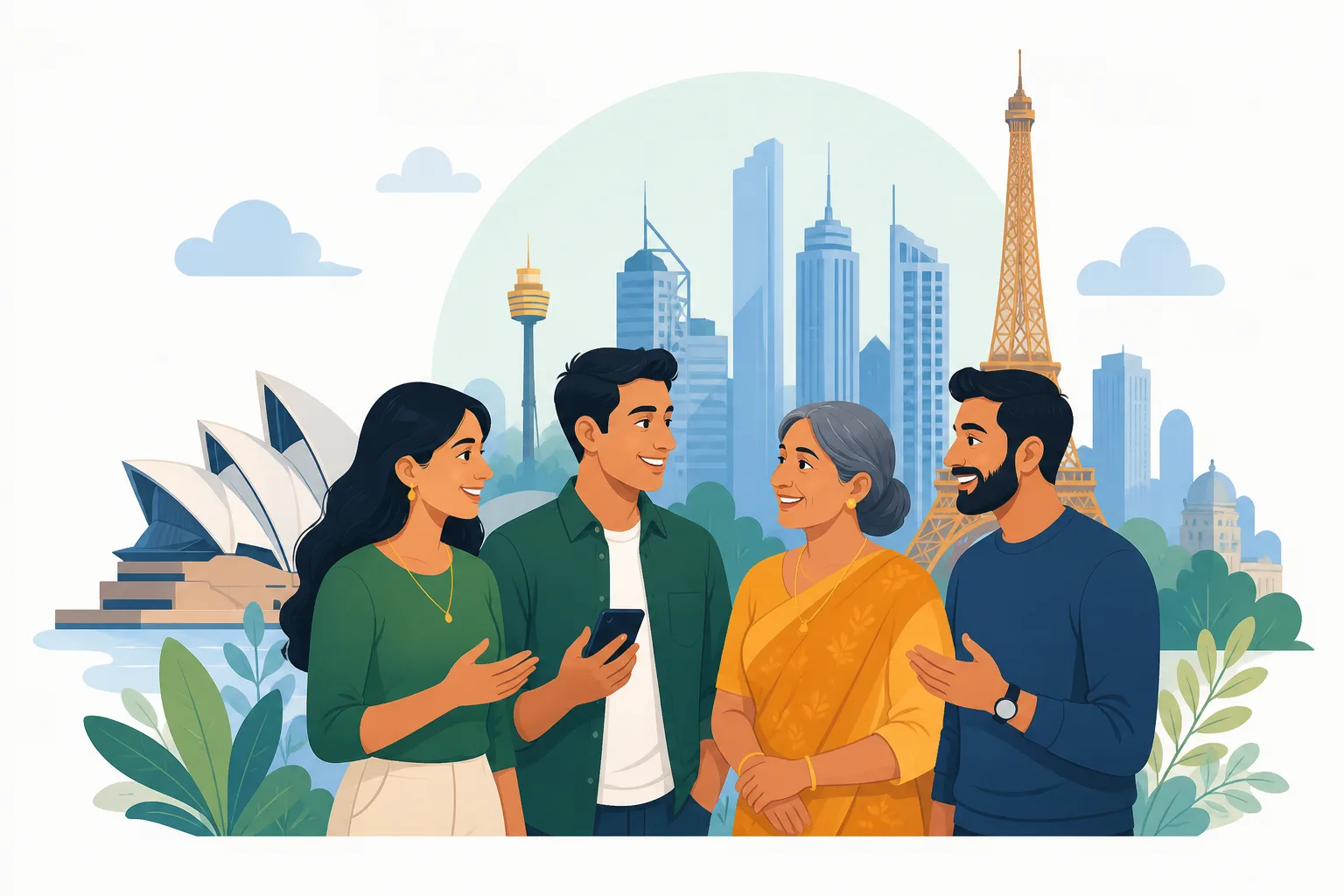Indian community members connecting in cities around the world